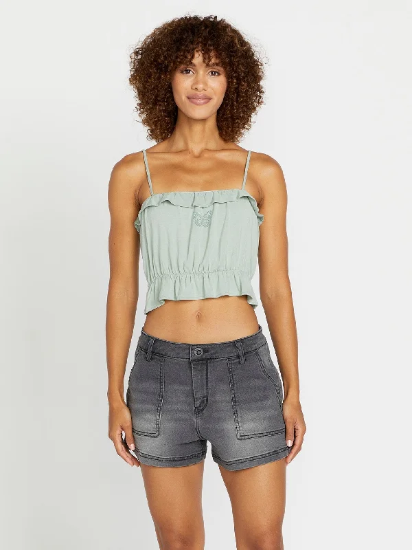 Slightly Flared Design Glowing Up Cami Top - Sea Glass