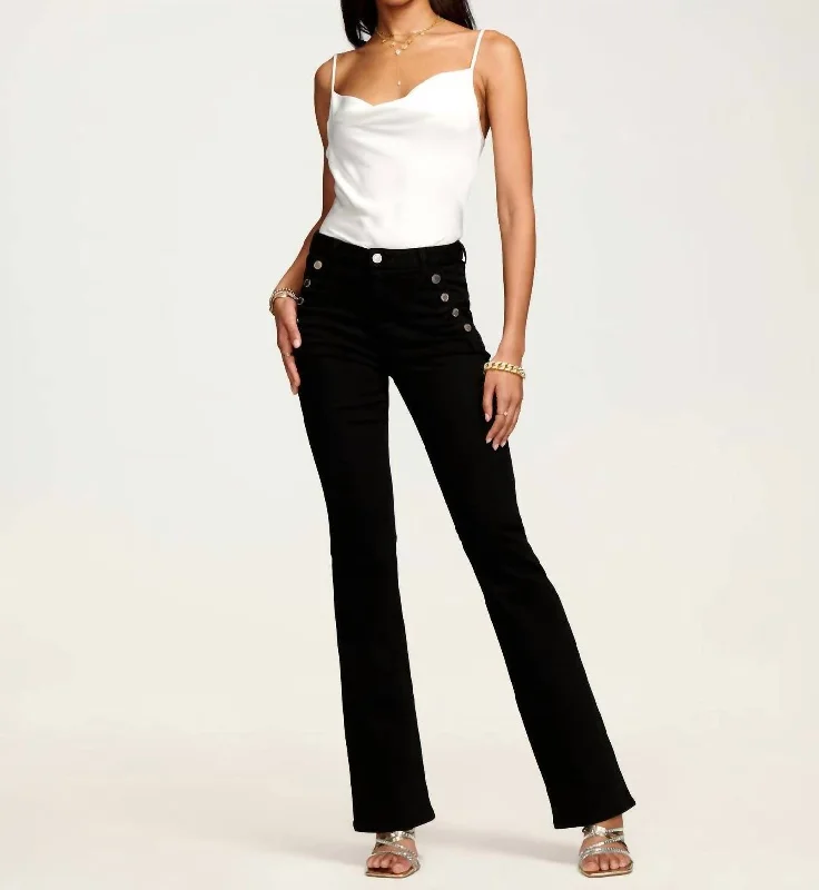 Comfortable And Casual Helena High-Rise Flare Jeans In Black
