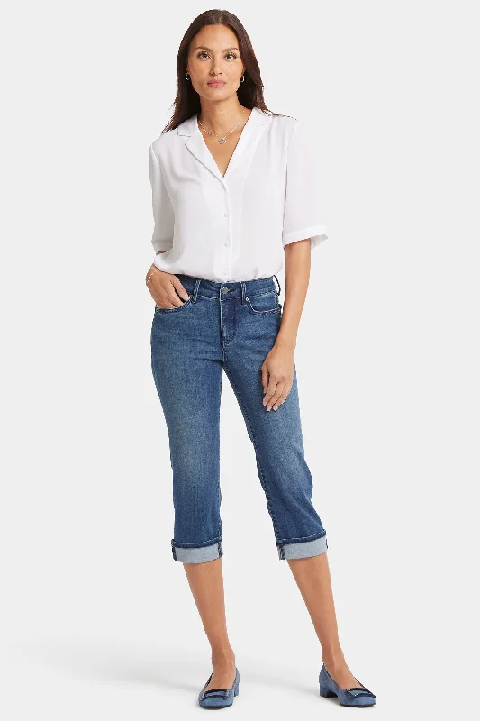 Warm And Comfortable Marilyn Straight Crop Jeans In Petite - Blue Ridge