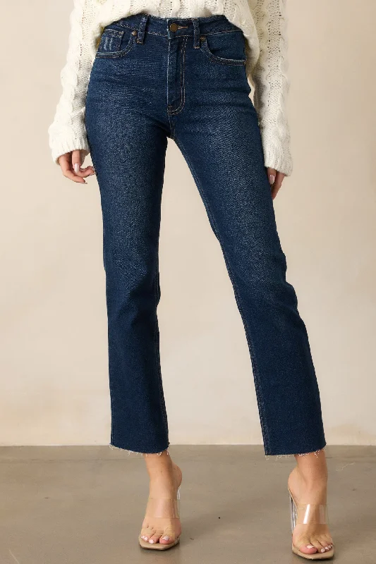 End Of The Year High Standards Dark Wash Cropped Straight Leg Jeans