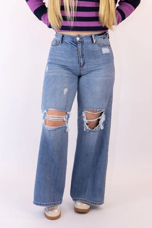 Elegant And Casual Aurora High Rise Wide Leg Jean | Medium Denim