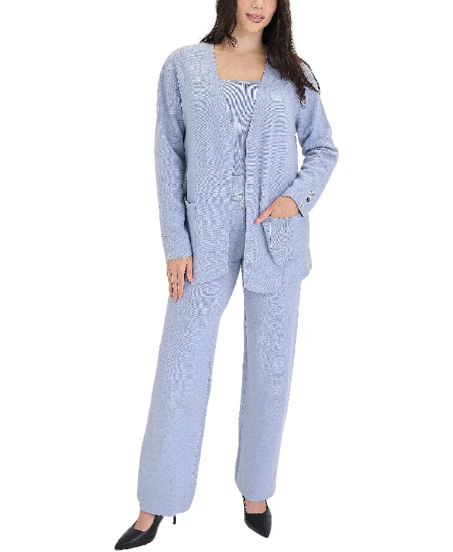 Casual And Versatile Cardigan Sweater, Top & Pant Set- 3 Pc Set