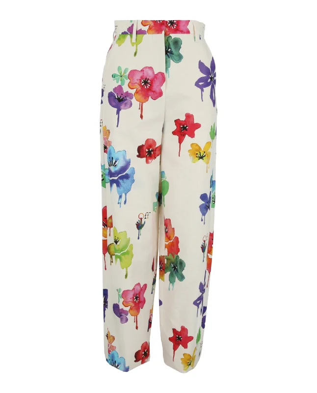 Classic Style Off-White Womens Floral 90's Pants