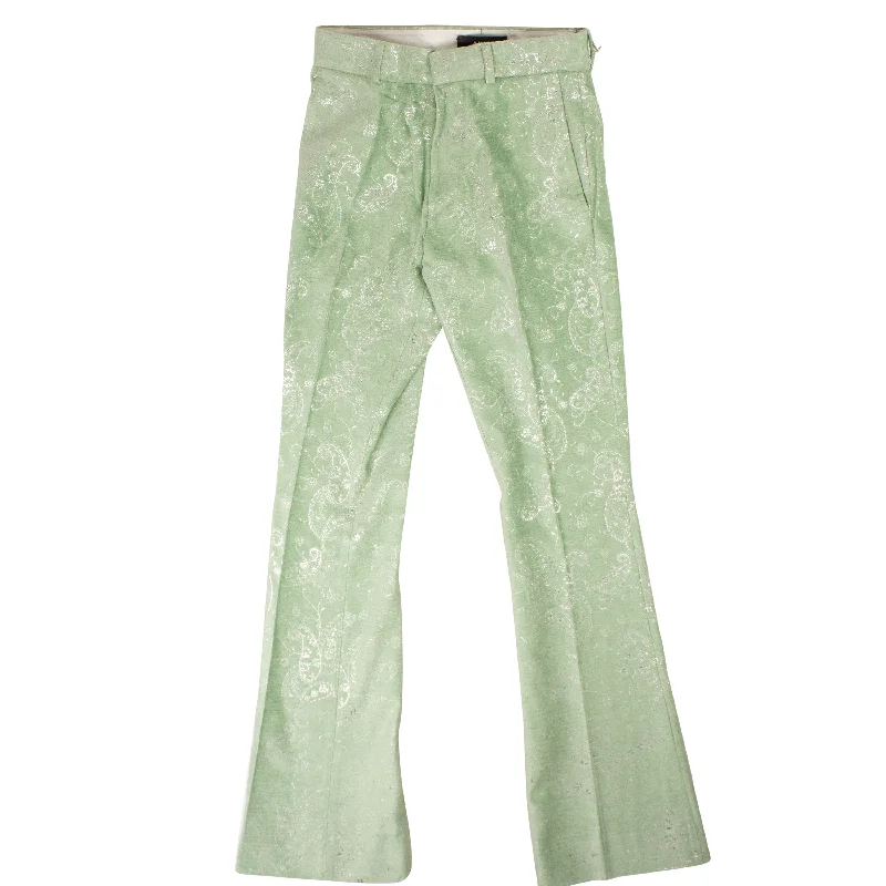 Street Fashion Style AMR-XBTM-0118/46 Y0M09162VG_PLI Green Amiri Paisley Velvet Glitter Flare