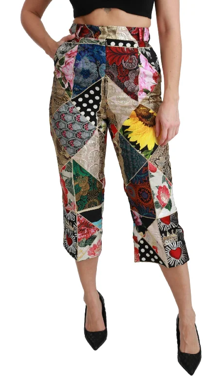 Independent design Dolce & Gabbana  Multicolor Patchwork Cropped Pants