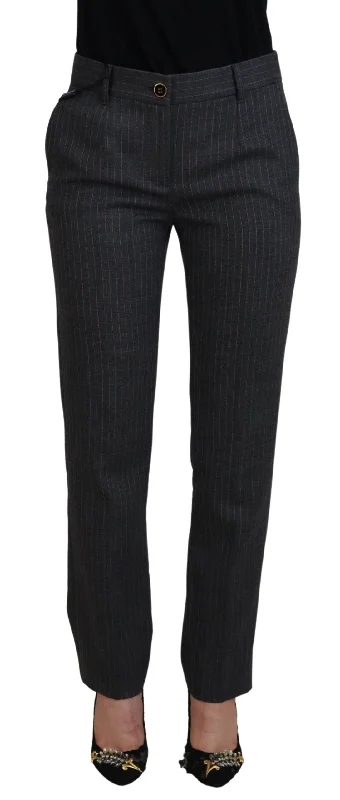 British Style Dolce & Gabbana  Women's Gray Pinstripe Pants