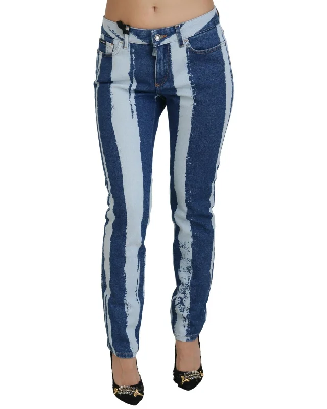 Fashion Touch Dolce & Gabbana  Women's Skinny Jeans with Paint Splatter Design