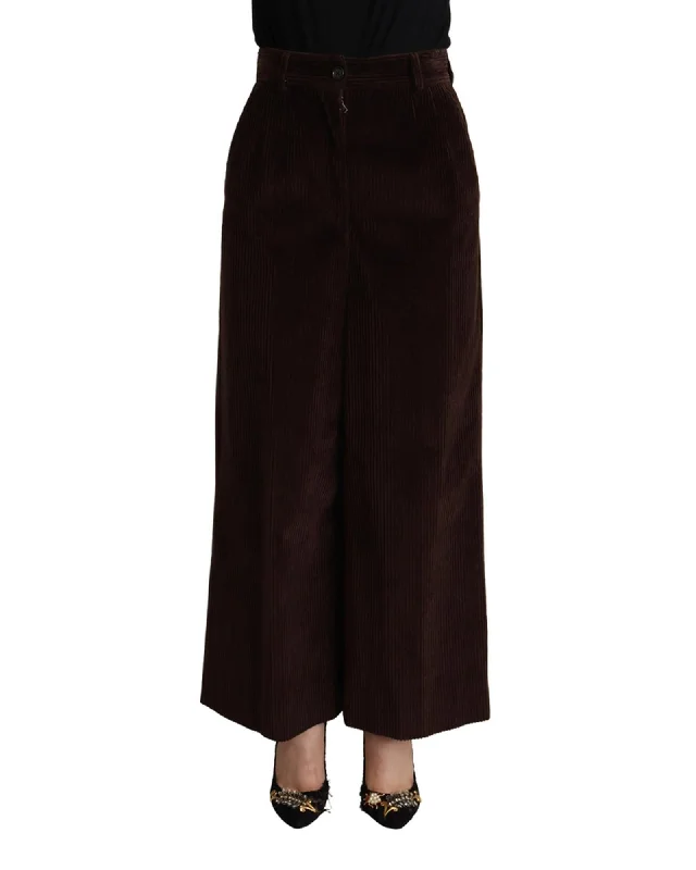 Sports And Leisure Dolce & Gabbana  Women's Brown Corduroy Wide Leg Trousers