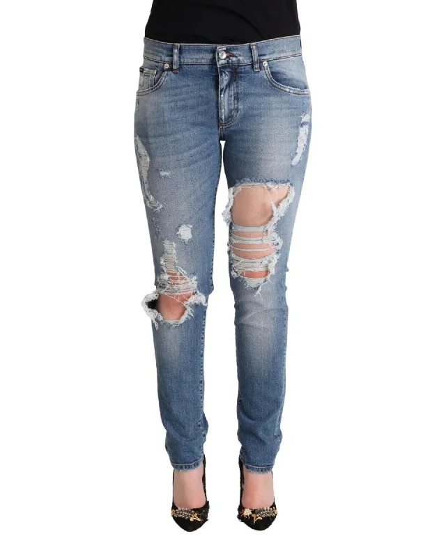 Retro Design Dolce & Gabbana  Women's Ripped Skinny Jeans