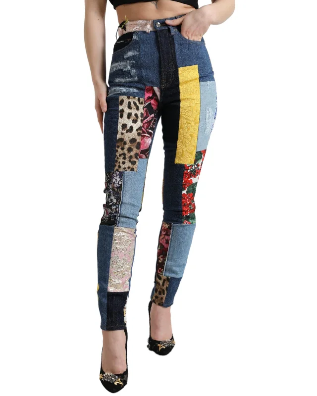 New Autumn And Winter Styles Dolce & Gabbana  Women's Patchwork Skinny Jeans