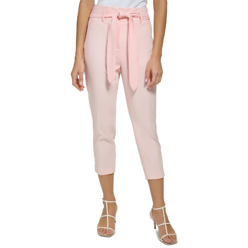 Slim Fit Petites Womens Tapered Legs Tie Belt Trouser Pants