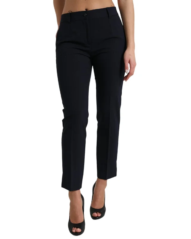 Slightly Flared Design Dolce & Gabbana  Slim Fit Classic Pants Blue