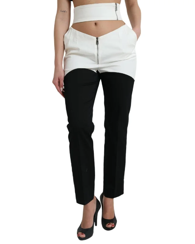 Exquisite Craftsmanship Dolce & Gabbana  Cut Out Trousers BlackWhite
