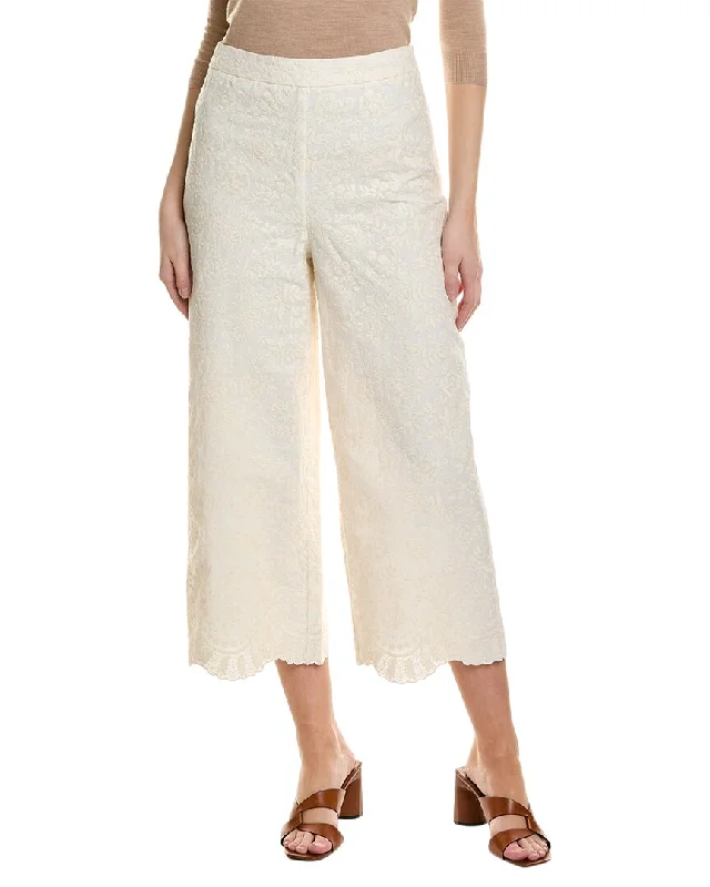 Retro Fashion Boden Embroidered Wide Leg Trouser