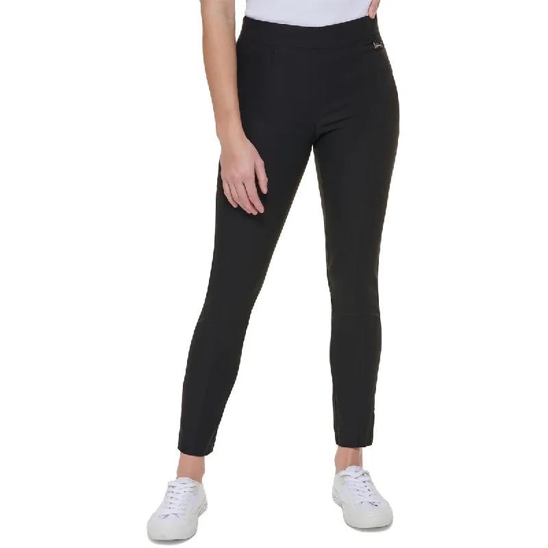 Lace Design Womens Mid-Rise Pull On Ankle Pants