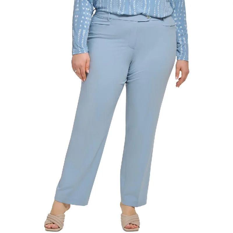 Goddess Outfit Plus Womens High Rise Solid Straight Leg Pants