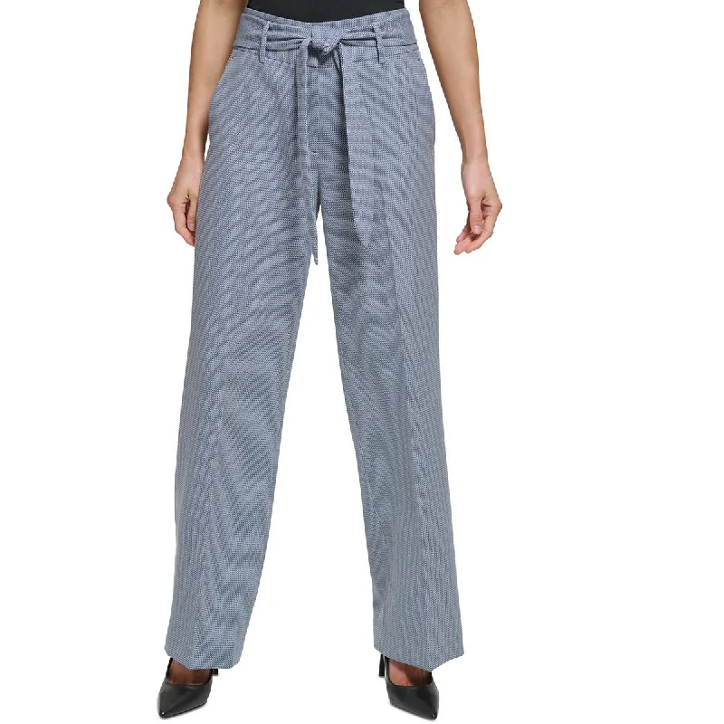 Youthful Style Petites Womens High Rise Workwear Wide Leg Pants