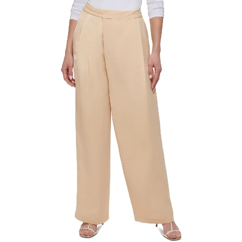 Quality Tailoring Petites Womens High Rise Pleated Wide Leg Pants