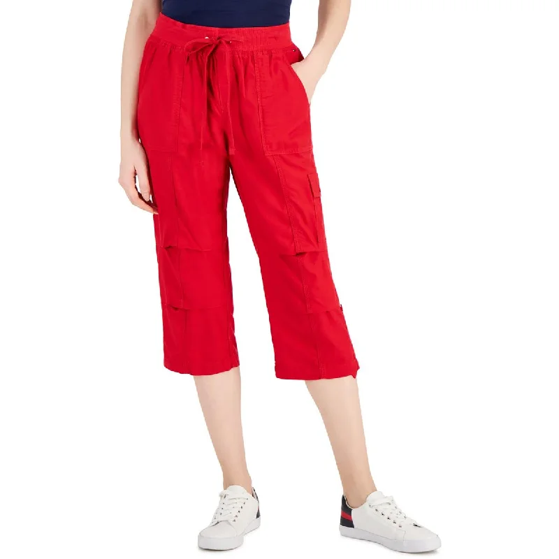 Fashion Pioneer Womens Adjustable Pant Leg Drawstring Waist Cropped Pants