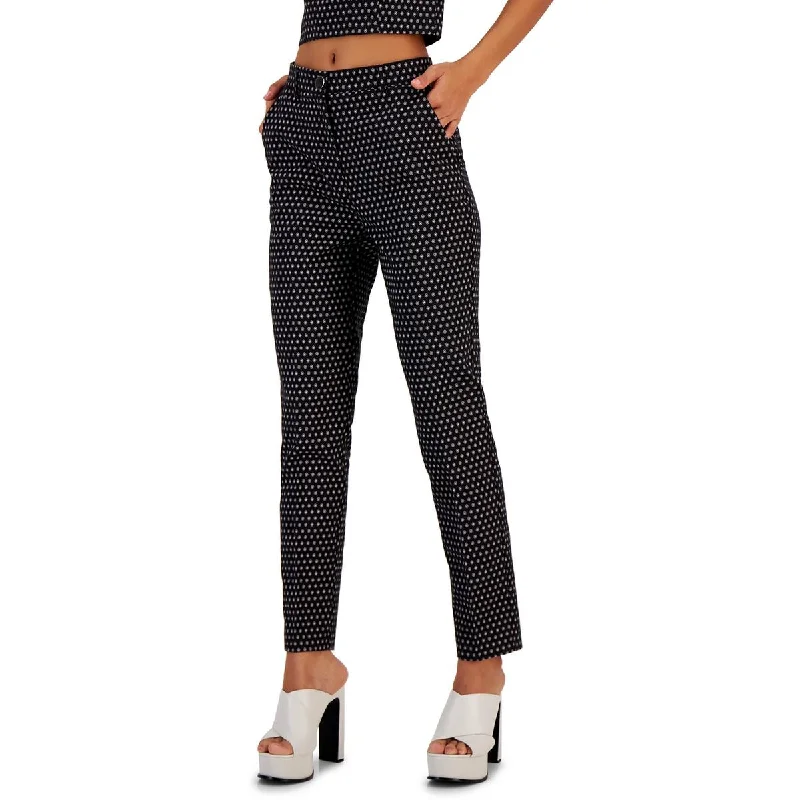 Relaxed Fit Womens High Rise Printed Ankle Pants
