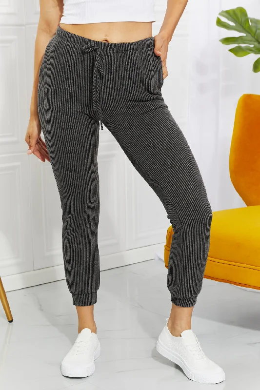 Relaxed Wear Blumin Apparel Full Size Easy Living Ribbed Joggers