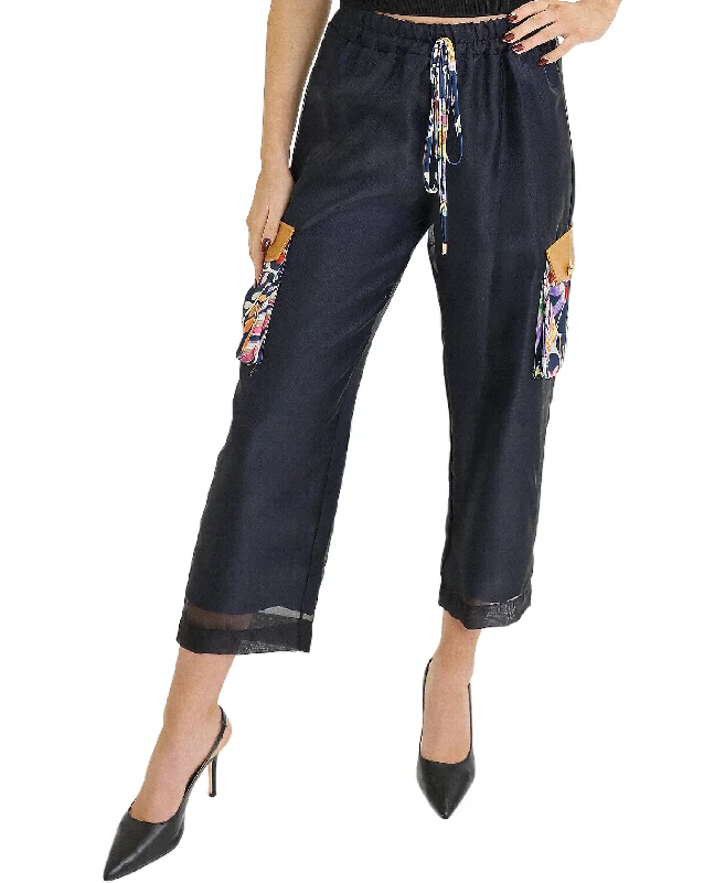 Printed pattern Cargo Pants w/ Floral Print