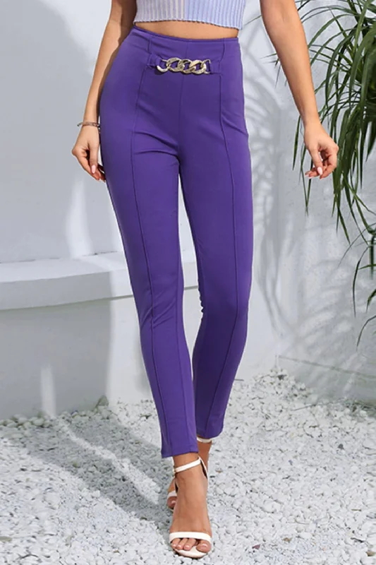 Trendy Items Chain Detail Slim Fit Cropped Pants