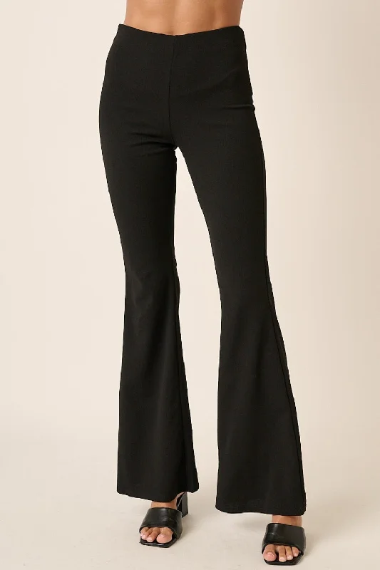Dessert Matching Crepe Knit Elastic Waist Flare Leg Pants