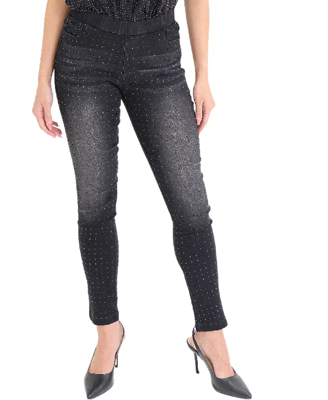 Classic Style Denim Jegging w/ Crystals
