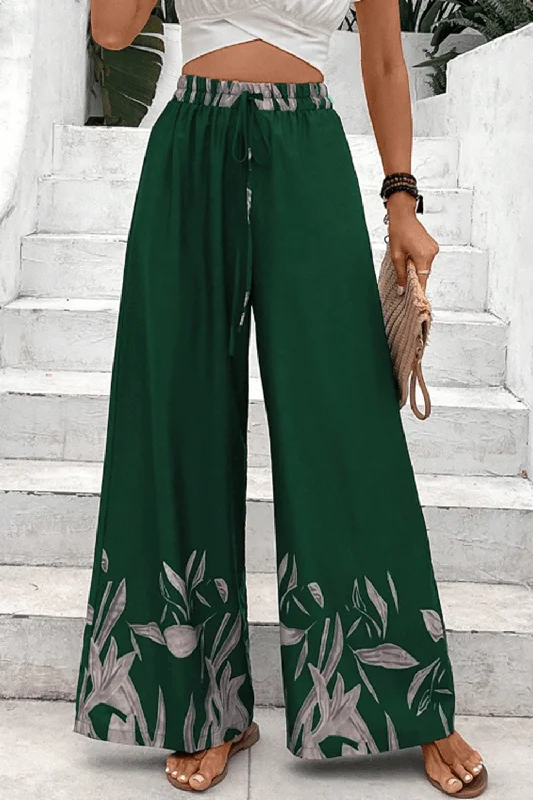Body Design Drawstring Tie High Waist Relax Fit Long Pants