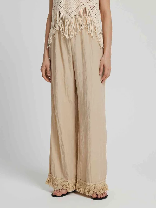 Personalized Wear Fringe Hem Wide Leg Long Pants
