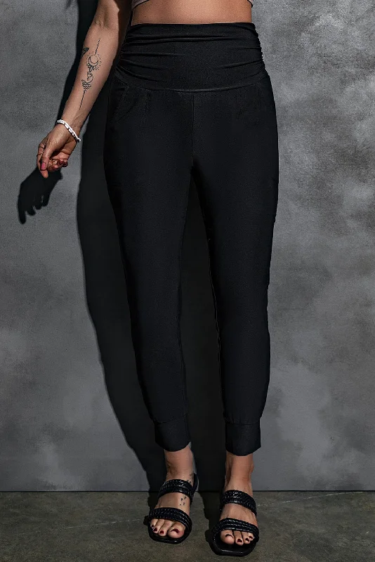 Casual Chic High-Rise Wide Waistband Joggers