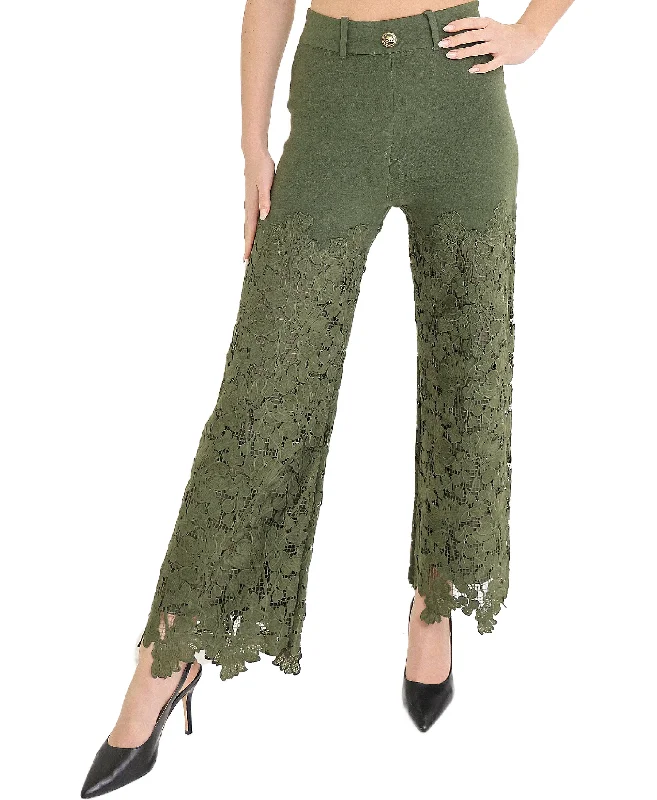 High-end atmosphere Knit Pants w/ Crochet Lace