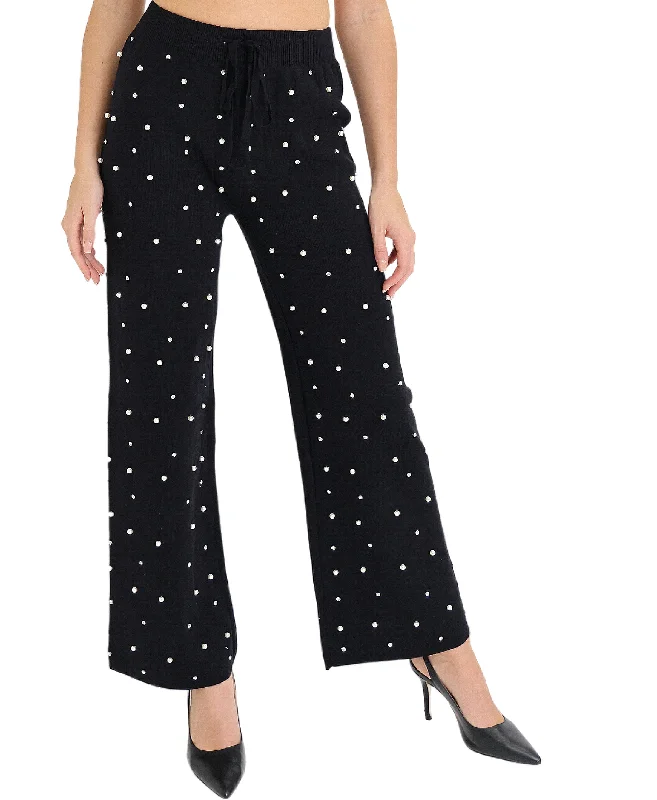 Warm Winter Series Knit Pants w/ Pearls & Rhinestones