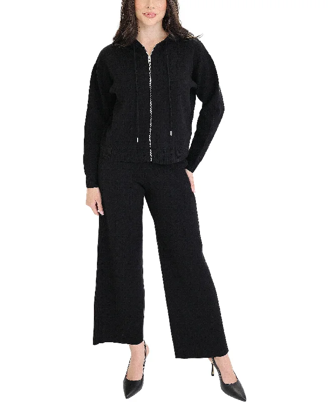 Comfortable down Knit Zip Front Hoodie & Knit Pants Sets- 2 Pc Set