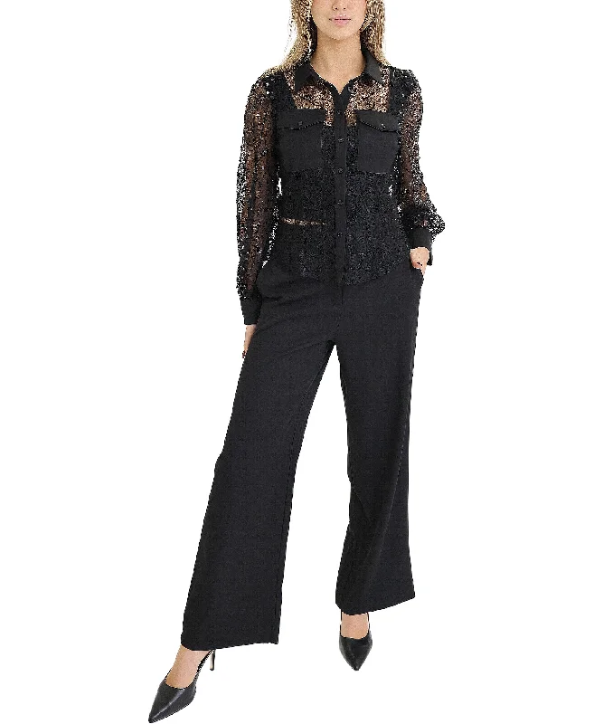 High waist design Lace Sequin Blouse & Pant Set- 2 Pc Set
