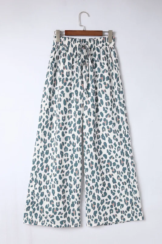 Trendy Comfort Leopard Drawstring Waist Culottes