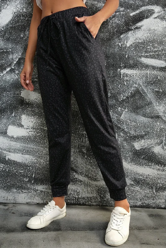 High Street Series Leopard Print Joggers with Pockets