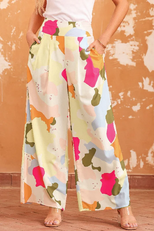Luxury Classic Multicolored High Waist Wide Leg Pants