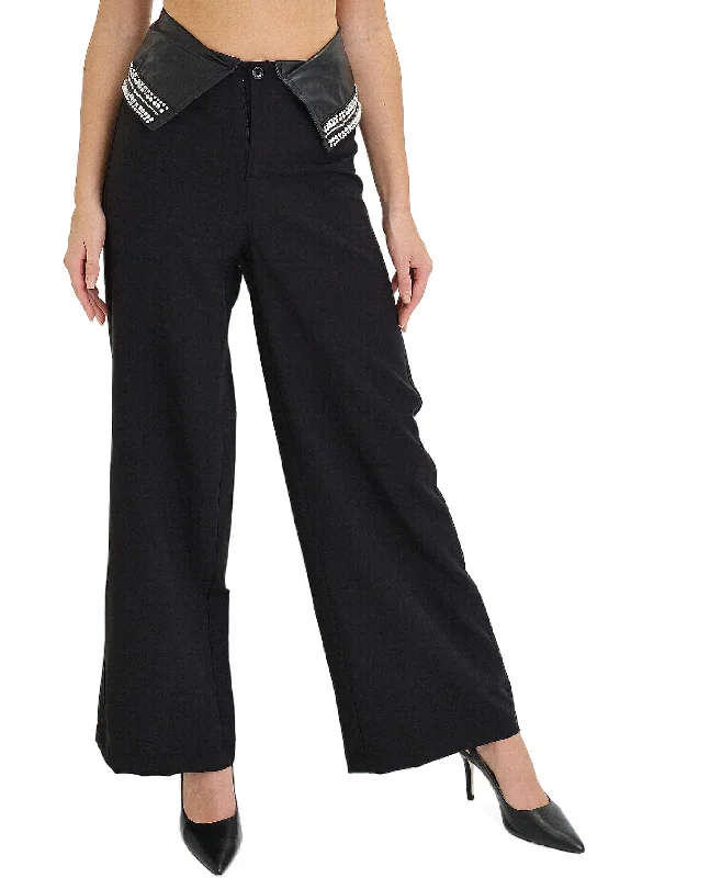 Comfortable And Simple Pants w/ Rhinestones & Beads