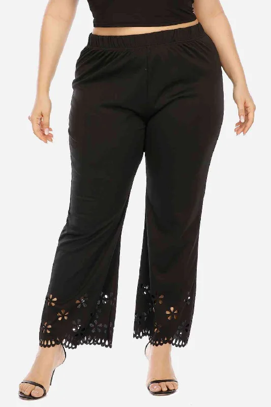 High-quality Styles Plus Size Openwork Detail Pants