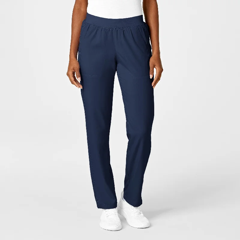 Fresh And Simple PRO Women's Knit Waist Cargo Scrub Pant - Navy