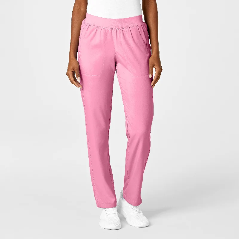 Retro Stripes PRO Women's Knit Waist Cargo Scrub Pant - Pink Blossom
