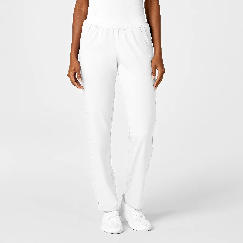 Street Vertical And Horizontal Design PRO Women's Knit Waist Cargo Scrub Pant - White