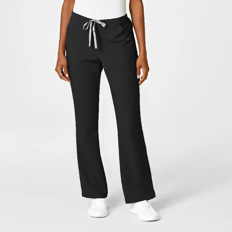 Hip-hop Style PRO Women's Moderate Flare Leg Scrub Pant - Black