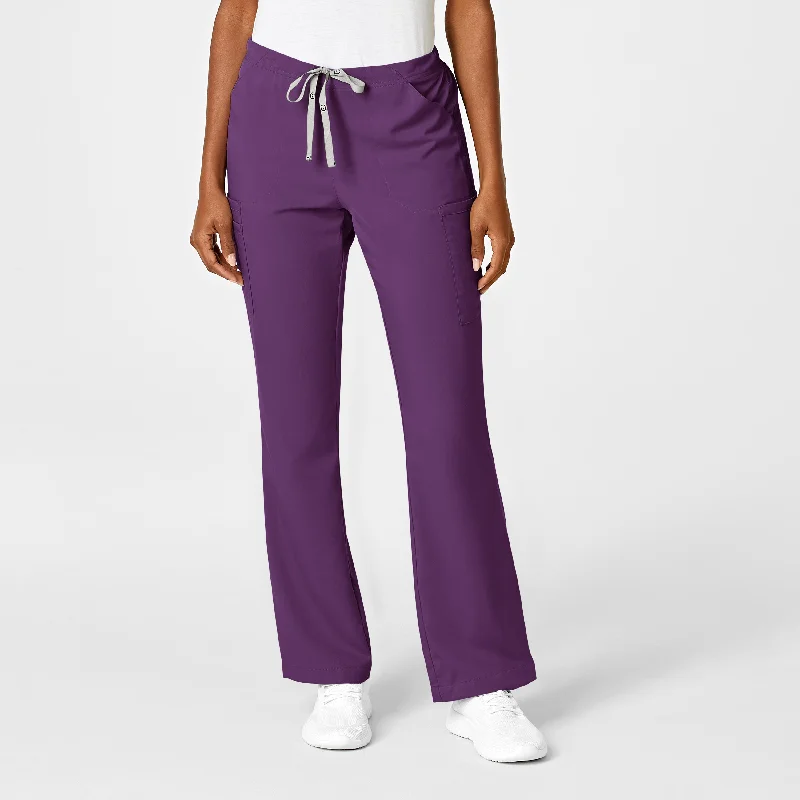 Sports Casual Style PRO Women's Moderate Flare Leg Scrub Pant - Eggplant
