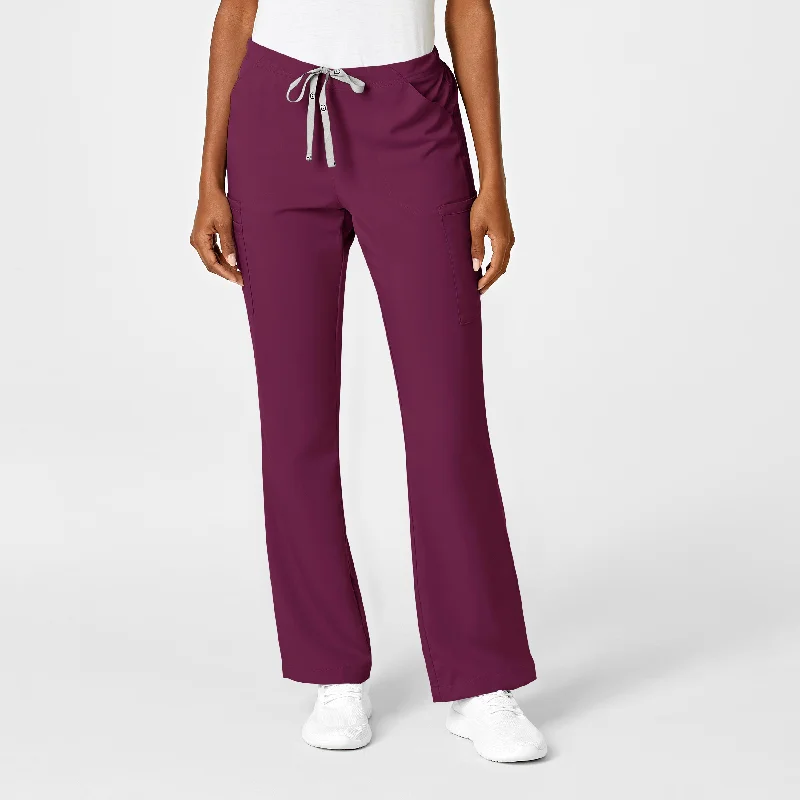 Knitted Design PRO Women's Moderate Flare Leg Scrub Pant - Wine