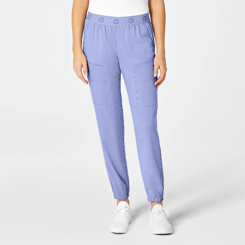 Knowledge And Elegance PRO Women's Slim Cargo Jogger Scrub Pant - Ceil Blue