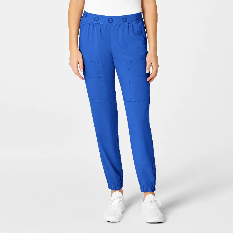 Simple Solid Color PRO Women's Slim Cargo Jogger Scrub Pant - Royal