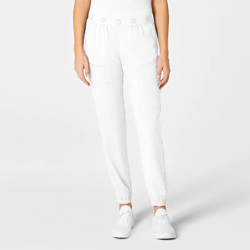 Celebrity Style PRO Women's Slim Cargo Jogger Scrub Pant - White
